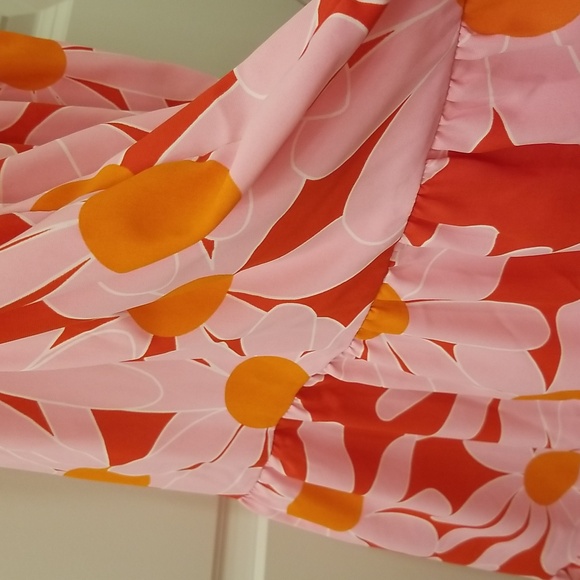 BTFBM Bright & Vibrant Medium Floral One Shoulder Flowy Summer Maxi Dress - Picture 12 of 12